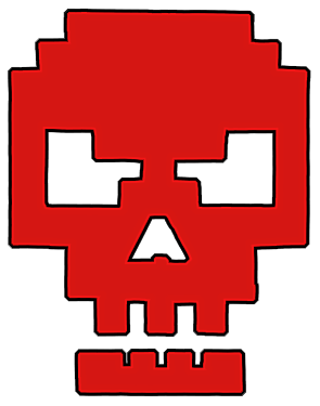 Rogue Pixel skull artwork